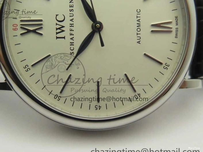 MIROTIME 0223 Supportive Portofino Automatic SS AF 1:1 Best Edition White Dial on Black Croco Leather Strap A 7184